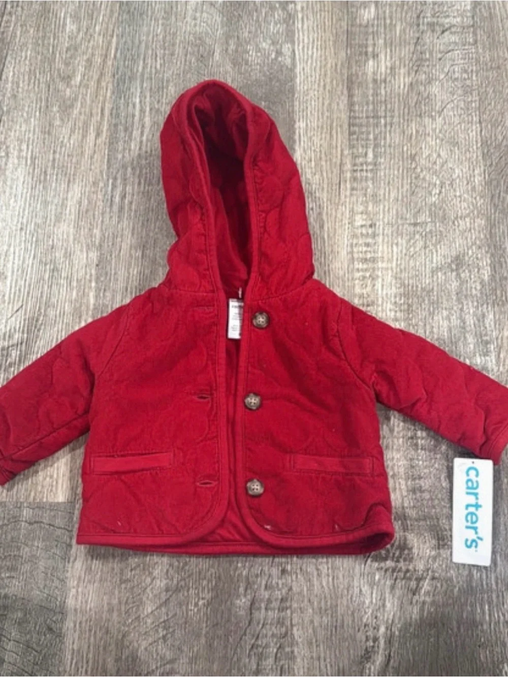 Carter's Red Hooded Quilted Pea Coat